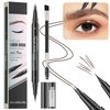 Microblading Eyebrow Pen - Amazing 2-in-1 Dual-Ended Eyebrow Pencil with 2-Fork-Tip and Precise Brush-Tip - Waterproof Eyebrow Pencil for Natural Hair-Like Brows That Lasts All Day, Brown