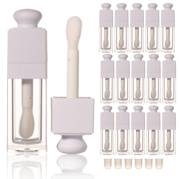 COSIDEA 18PCS Empty 8ML Square clear Lip Gloss Tube White big doe foot wand lipgloss tubes for Lip oil tint bottles container