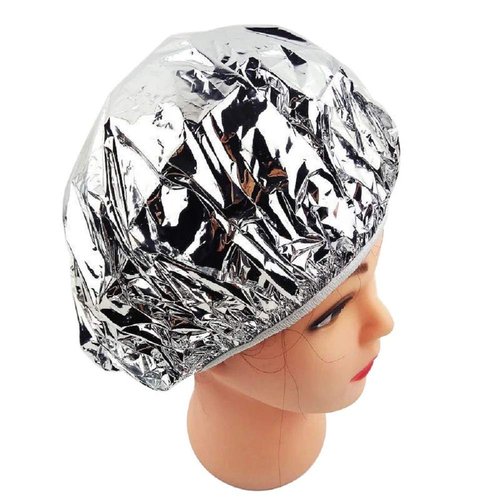 6Pcs Aluminum Foil Hair Cap, Salon Baking Oil Hair Dye Cap Waterproof Dustproof Hair Cap Elastic Spa Shower Cap for Home and Salon