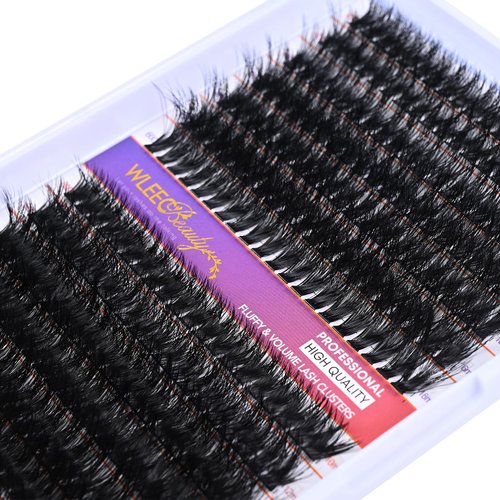 Wleec Beauty Fluffy Lash Clusters D Curl, 60D 80D Thick Volume Cluster Eyelash Extensions, 280PCS Individual Lashes Wispy Fluffy Lash Clusters, 0.05 Mixed 10-18mm DIY Eyelash Extension at Home