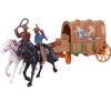 Western Figures Horse Carriage Model Playset Plastic West Figurines Riding Horse Action Figure Educational Toys Table Decoration for Boys Girls Kids