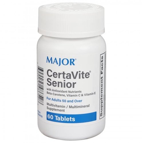 Major CertaVite Senior Multivitamin / Multimineral Supplement with Antioxidant Nutrients Beta-Carotene, Vitamin C, & Vitamin E For Adults 50 & Over - 60 Tablets