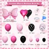 Ouddy Party Pink Mouse Balloon Garland Arch Kit for Cartoon Mouse Theme Birthday Party Decorations Girl Kids, Pink Black Rose Red Bow Foil Balloons Banners for Mouse Baby Shower Party Supplies