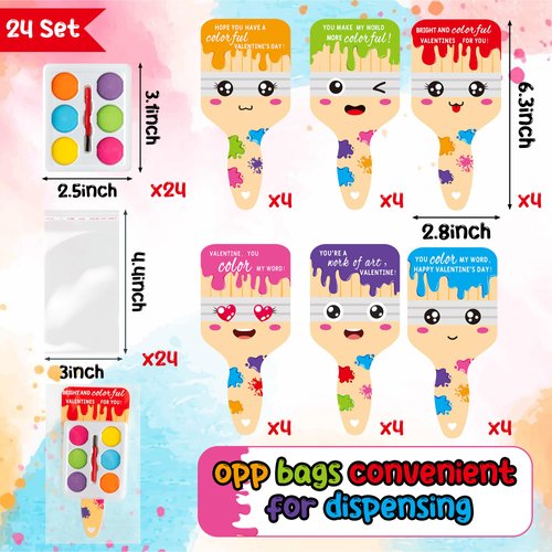K1tpde 72PCS Watercolor Paint Bulk Valentine’s Day Gifts for Kids Valentines Greeting Cards for Boys Girls School Classroom Exchanges DIY Mini Paint Set Funny Valentine Exchange Cards Party Favors