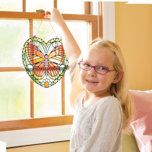 Melissa & Doug Stained Glass Made Easy Activity Kit: Butterfly - 140+ Stickers - Kids Sticker Stained Glass Craft Kit; Sun Catchers For Kids Ages 5+