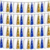4P Navy-Blue White-Gold Foil Fringe Metallic Tassel-Garland, Tassels Banner Streamers for Parade Floats, Bachelorette, Wedding, Birthday, Halloween, Christmas, Bridal/Baby Shower Party Decorations