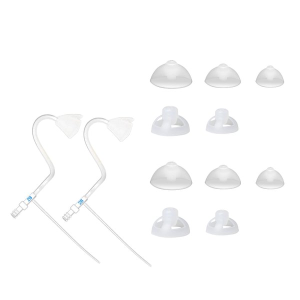 Banglijian Hearing Amplifier Replacement Slim Sound Tubes and Domes for Ziv-201A, Ziv-201, Ziv-206, Ziv-201P, Ziv-201V and BLJ-109(2 Tubes-Size 2B and 10 Domes, Left Side)