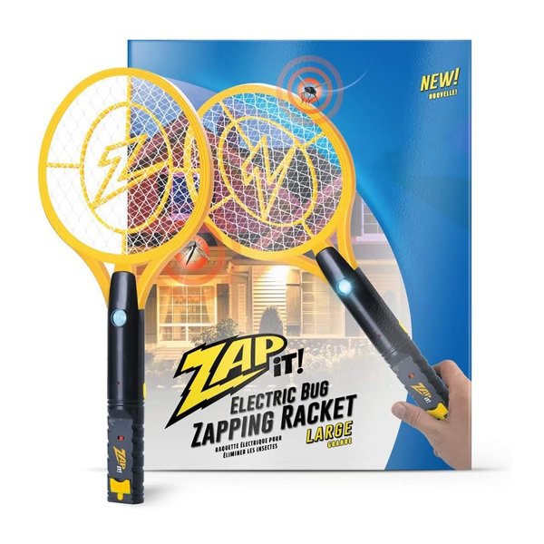 ZAP IT! Bug Zapper - Rechargeable Mosquito, Fly Killer and Bug Zapper Racket - 4,000 Volt - USB Charging, Super-Bright LED Light to Zap in the Dark - Unique 3-Layer Safety Mesh That's Safe to Touch