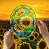 DiuDiuLYU Sunflower Stained Glass Window Hanging Home Decor Suncatchers Indoor Window Gift for Mom Women Flower Lovers