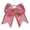 NEW "SHIMMER Red" Cheer Bow Pony Tail 7 Inch Girls Hair Bows Cheerleading Dance Practice Football Games School Uniform Competition Grosgrain Ribbon Christmas Valentine's Day