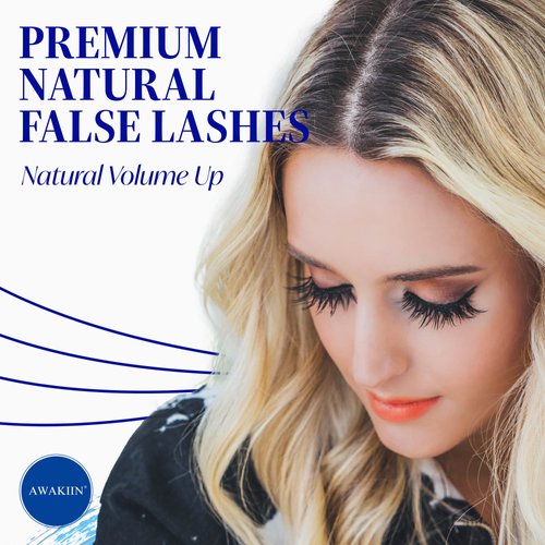 AWAKIIN 4D Premium Cashmere Natural False Lashes Eyelash Extension Self Adhesive Fake Reusable False Long Eyelashes Natural Look Strip Fluffy Wispy Lashes Natural Look Lash Extension Volume (Angel)