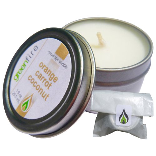 Greenfire All Natural Massage Oil Candle, Orange Carrot Coconut, Travel Size 1 Fluid Ounce