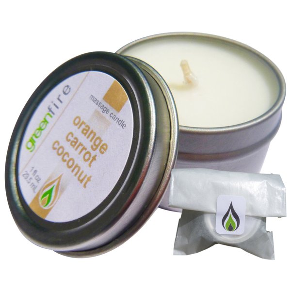 Greenfire All Natural Massage Oil Candle, Orange Carrot Coconut, Travel Size 1 Fluid Ounce