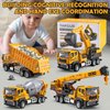 4 Packs Metal Construction Trucks Playsets, Mini Friction Powered Engineering Vehicle, Crane, Excavator, Cement Mixer, Dump Truck Toys for Boys 3-5 Years Old, Die-Cast Trucks for Toddlers Kid