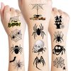 100 PCS Cute Funny Halloween Spider Temporary Tattoos Sticker Birthday Decorations Spider Web Bat Boo Day Halloween Festival Black Carnival Themed Party Favors Supplies Cute Boy Girl Adult Gifts
