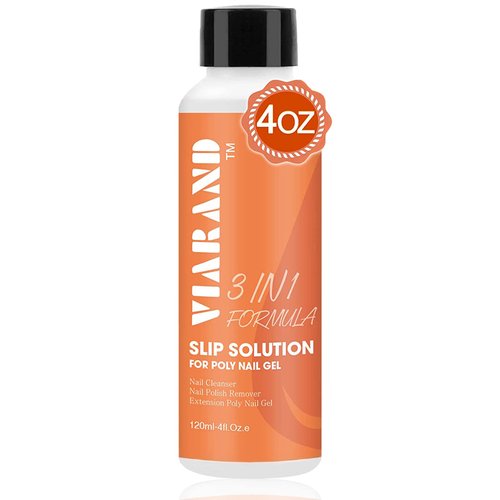 Viarand Poly Gel Slip Solution 4oz Poly Extension Gel Slip Solution, Anti-Stick Slip Solution for Poly Nail Gel,Nail Liquid Slip Solution for DIY Poly Gel Nails at home Clear