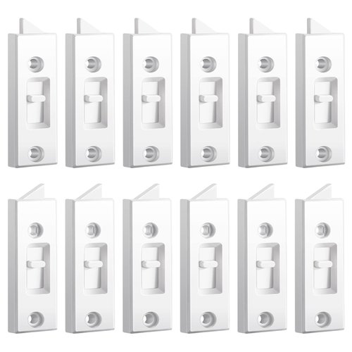 Window Latch Locks Window Parts and Hardware Window Tilt Latch Plastic Construction, Spring Loaded, 2 Inch Hole Center Spacing Sliding Lock Replacement (12, White)