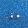 18K White Gold Plated Sterling Silver Post Faux Pearl Stud Earrings for Women Girls, White Pearl Wedding Earrings Hypoallergenic Jewelry (6mm)