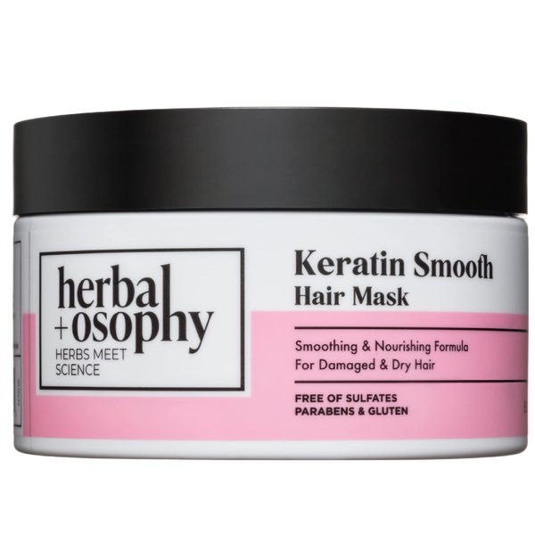 Herbalosophy Keratin Smooth Hair Mask – Smoothing & Nourishing Formula for Damaged & Dry Hair – Salon-Quality Haircare with Natural, Healthy Ingredients. Vegan. Sulfate & Paraben Free. 8.5oz