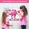 T-Antrix Pin The Tail on The Dinosaur Game -Dinosaur Party Games for Kids Girls with 21'' x 28'' Poster, Reusable Pink Tails Party Supplies for Kids Girls Birthday Party Favor Sets