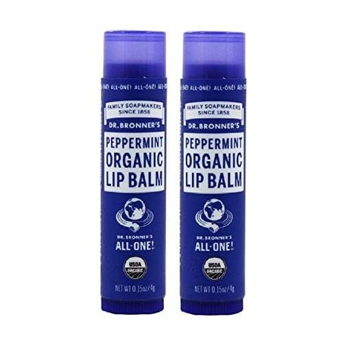 Dr. Bronners Organic Moisture Lip Balm & Magic Massage Balm (Peppermint Lip Balm, 2 Pack)