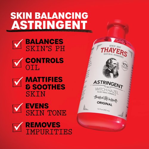 THAYERS Original Witch Hazel Astringent with Aloe Vera, 12 Ounce Bottle
