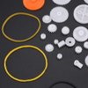 Walfront 78Pcs Gear Package Kit Motor Gears Kits Plastic Spindle Worm Gear Set Robot Gear Pulley Shaft Belt Assembly for Robot Toy Automobile Cars DIY Kit Including Axle Tire Gear Bushings Rack