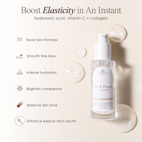 Lift & Plump Hydration Gel by Project E Beauty | 24-Hour Hydration | Anti-Aging Pore Tightening Treatment | Hydrating & Moisturizing Facial Skincare | Fine Lines and Wrinkles
