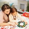 Tatuo 12 Pcs Felt Christmas Tree Wreath Craft Kit Christmas DIY Ornaments with 221 Self Adhesive Christmas Felt Stickers 12 Christmas Bows and 5 Gem Stickers for Christmas Kids (Wreath Style, 6 Inch)