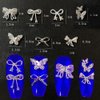 50pcs 3D Metal Bow Nail Charms Random Nail Bows Butterfly Nail Art Charms Silver Nail Charms Alloy Nail Rhinestones Cute Bow Charms for Nails Design Bowknot Butterfly Nail Jewels for Nail Art Supplies
