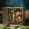 TuKIIE DIY Miniature Dollhouse Kit with Furniture, 1:32 Scale Opened & Closed Mini Cube Wooden Christmas Doll House Creative Room for Kids Teens Adults(Forest Wonderland)
