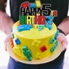 WINPOGEE Building Blocks Happy 5th Birthday Cake Topper Colorful Glitter 5 Five Years Old Building Brick Theme Birthday Party Supplies for Boys Girls Kids