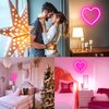 Pink Heart Neon Sign, LED Light Battery Operated or USB Powered Decorations Lamp, Table and Wall Decoration Light for Dorm Classroom Girl's Room Mothers Day Valentines Day Party Birthday Home Décor