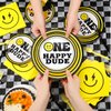 Norme 172 Pcs One Happy Dude Plates and Napkins Birthday Decorations Smile Face Party Tableware Supplies Disposable Paper Plates Napkin Forks for 1st Birthday Party Baby Shower, Serve 24 Guests