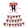 Horror Themed Birthday Party Banner – Halloween Happy Birthday Banner, Red and Black Halloween Birthday Party Decorations Halloween Party Supplies