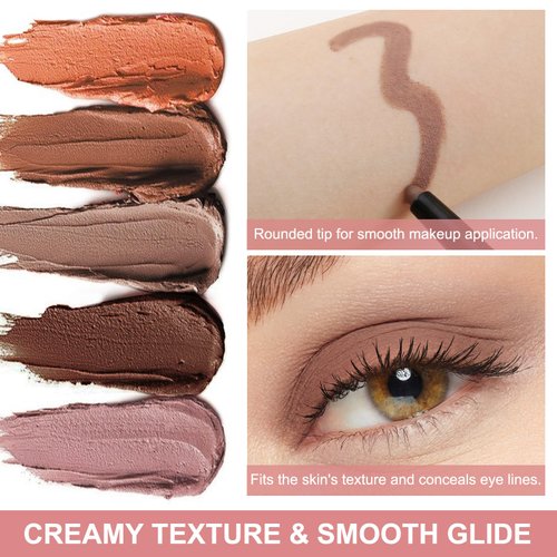 GEUUFEA Matte Eyeshadow Pencil Crayon, Cream Eye Shadow Stick for Women, Waterproof and Smudge-proof, Build Three-dimensional Eye Makeup