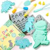GET FRESH Dinosaur Baking Cooking Tool Set for Kids – 12-PCS Dino Silicone Bakeware Moulds for Kids Baking Candy Jelly Gummy Making and 3 Dinosaur Fossil Cookie Cutter Stampers – Dino Cake Candy Molds