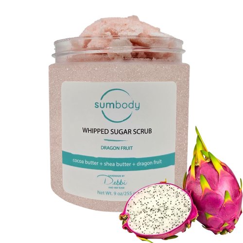 Whipped Sugar Body Scrub Dragon Fruit - Sugar Body Scrub for Sensitive Skin, Foot & Hand Scrub for Men and Women, Hydrating Bath Scrub & Body Exfoliator Sugar Scrubs, Made in USA