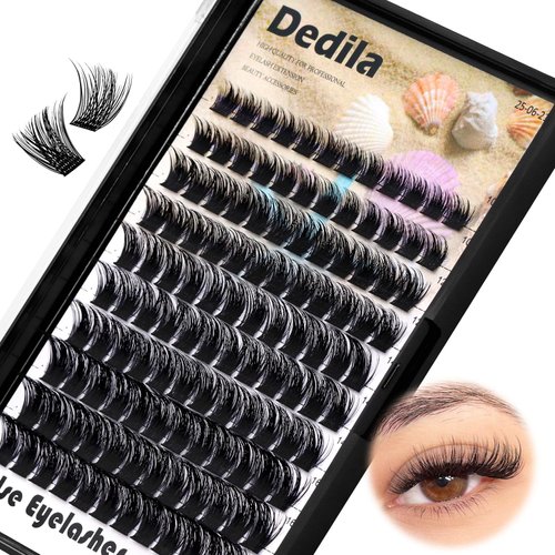 Dedila 120 Pcs Handmade D Curl Makeup Clusters Eye lashes Extensions Mixed 10-12-14-16mm/12-14-16mm/14-16-18mm D Curl Soft and Lightweight Individual false eyelashes Wide Stem (Mixed 10-12-14-16mm)