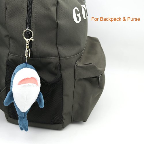 Zitokin Shark Plush Keychain Toys for Kids, 6" Inch Stuffed Shark Plushie Backpack Purse Pendant Doll Gift for Girls Children (Deep Blue)