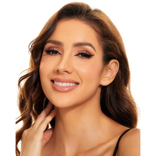 ESLALA 14K Gold Nose Ring Hoop for Women, Thin Nose Piercing jewelry (Gold,3pcs- 8mm 22 gauge)