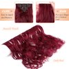 Yekartary Clip in Hair Extensions 7PCS 24 Inch Long Wavy Curly Hairpieces Thick Weft Synthetic Wig for Women Rose Red