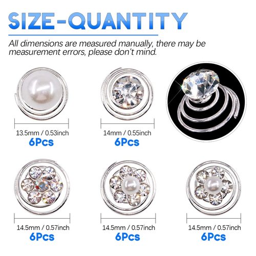 Glarks 30Pcs 5 Styles Spiral Hair Pins Swirl Hair Twists Coils Hair Clip Accessories with Crystal or Pearl for Gift, Wedding, Bridal, Prom, Party, and Special Event