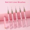 5Pcs Nail Art Liner Brushes,Liner Brush For Nails Gel,Thin Liner Nail Brush Set,Nail Art Striping Brushes,Painting Art Design Pen For Long Lines, Thin Details, Fine Drawing Sizes 5/9/13/20/25mm