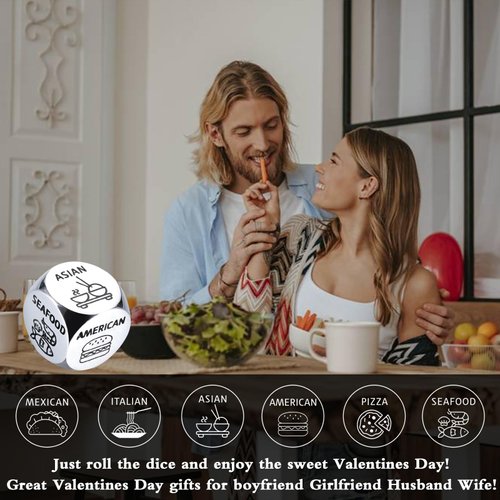 Anniversary Date Night Gifts for Couples Food Decision Dice Valentines Day Gifts for Him Her Christmas Birthday Gifts for Husband Wife Boyfriend Girlfriend Funny Gifts for Men Women Stocking Stuffers