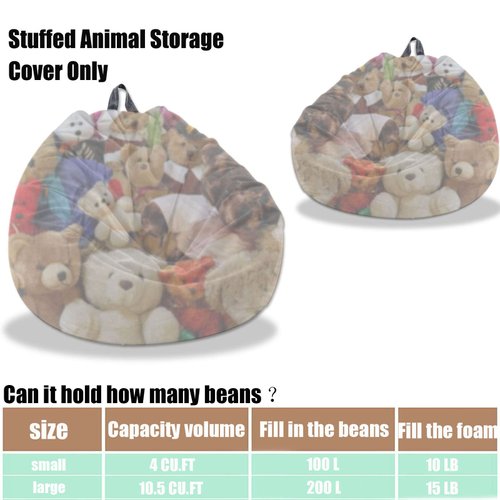 Kisoy 3 Ft Bean Bag Chair Cover (No Filler) Stuffed Animal Storage Bean Bag Cover Pets Dogs/Cats Lazy Beds. Washable Ultra Soft Corduroy Stuffed for Organizing Plush Toys or Textile, Sack Bean Bag