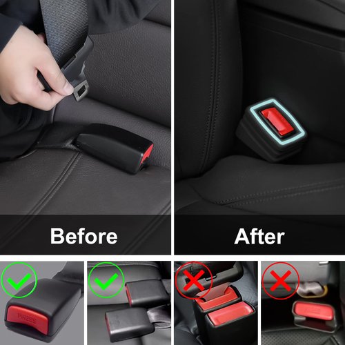 Qijk Seat Belt Buckle Holder Seat Belt Buckle Booster Seat Belt Buckle Fixer Keep the Seat Belt Buckle Upright and Stable Luminous Positioning Ring Easy Positioning Insert Seat Belt Buckle 2 pcs