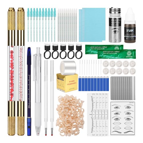 ATOMUS Microblading Kit Complete Semi Permanent Pen kit Tool for Professional 2pcs Tattoo Eyebrow Manual Pen 18U 3RL Eyebrow Microblades Tattoo Supplies (Pink)