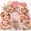 Amandir Boho Daisy Balloons Garland Kit, Retro Dusty Pink Blush Brown Nude Long Twisting Flower Balloons for Two Groovy Birthday Baby in Bloom Baby Shower Party Decorations Supplies