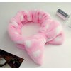 LASSUM 2 Pcs Soft Caroset Fleece Hairlace Headband, Bowknot Elastic Hair Band Hairlace for Washing Face Shower Spa Makeup,Pink+Blue